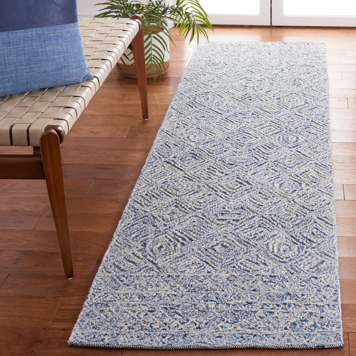 Safavieh Textual 2'-3" x 9'-0" Rug in Blue / Ivory