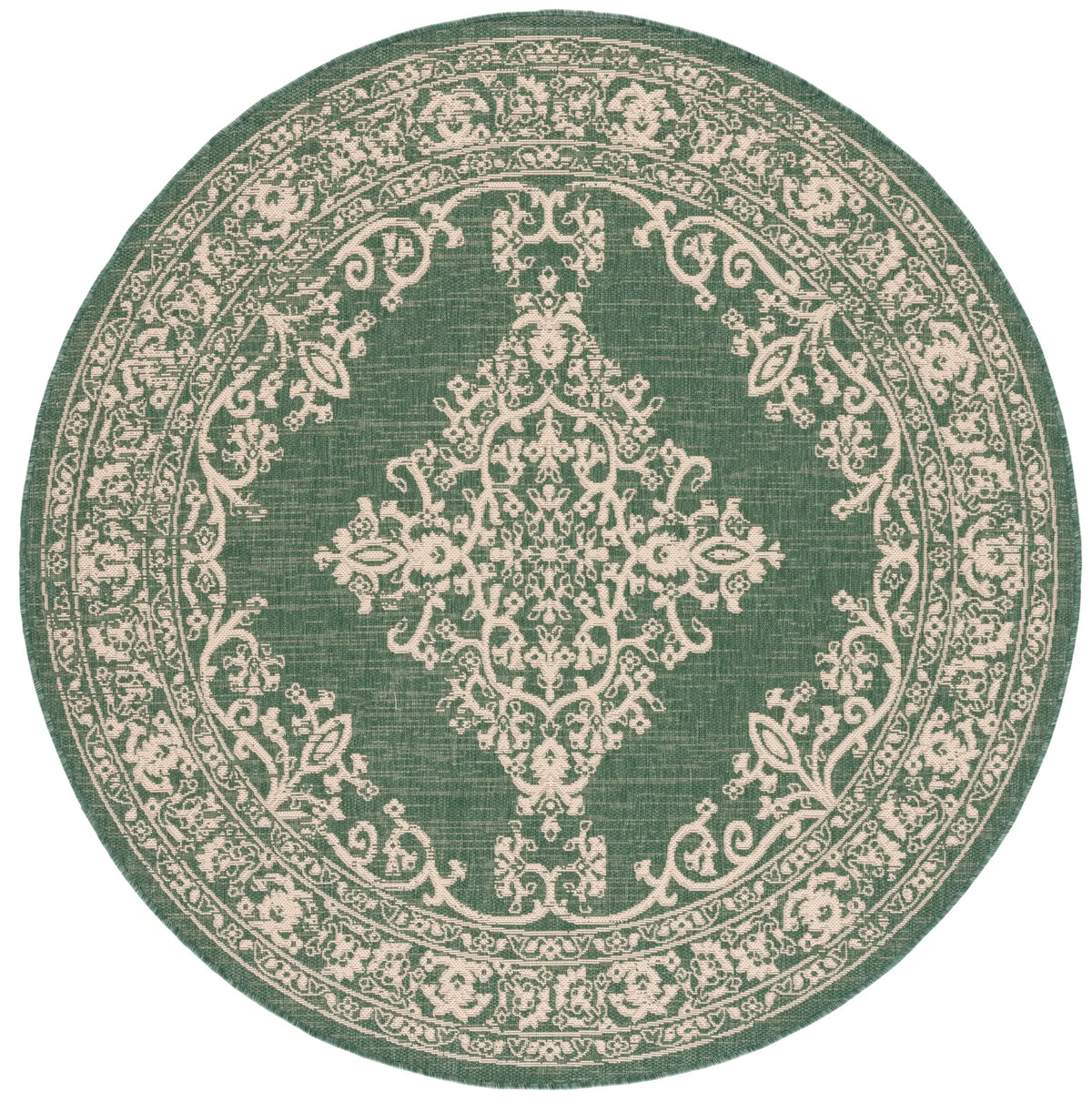 Safavieh Courtyard 6'-7" x 6'-7" Rug in Dark Green / Beige