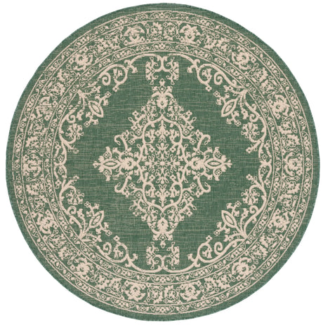 Safavieh Courtyard 6'-7" x 6'-7" Rug in Dark Green / Beige