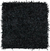 Safavieh Leather Shag 5'-0" x 5'-0" Rug in Black