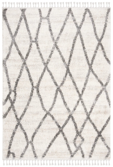 Safavieh Berber Fringe Shag 5'-3" x 7'-6" Rug in Creme / Black