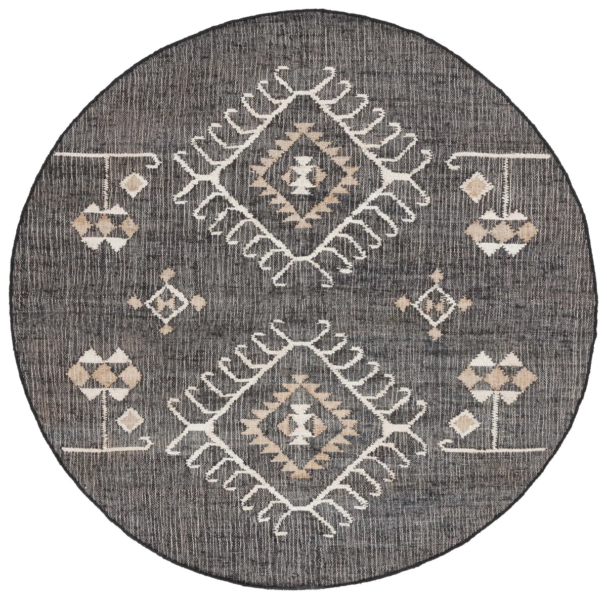 Safavieh Kilim 5'-0" x 5'-0" Rug in Black / Ivory