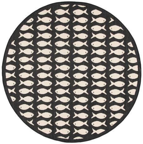 Safavieh Courtyard 6'-7" x 6'-7" Rug in Black / Beige