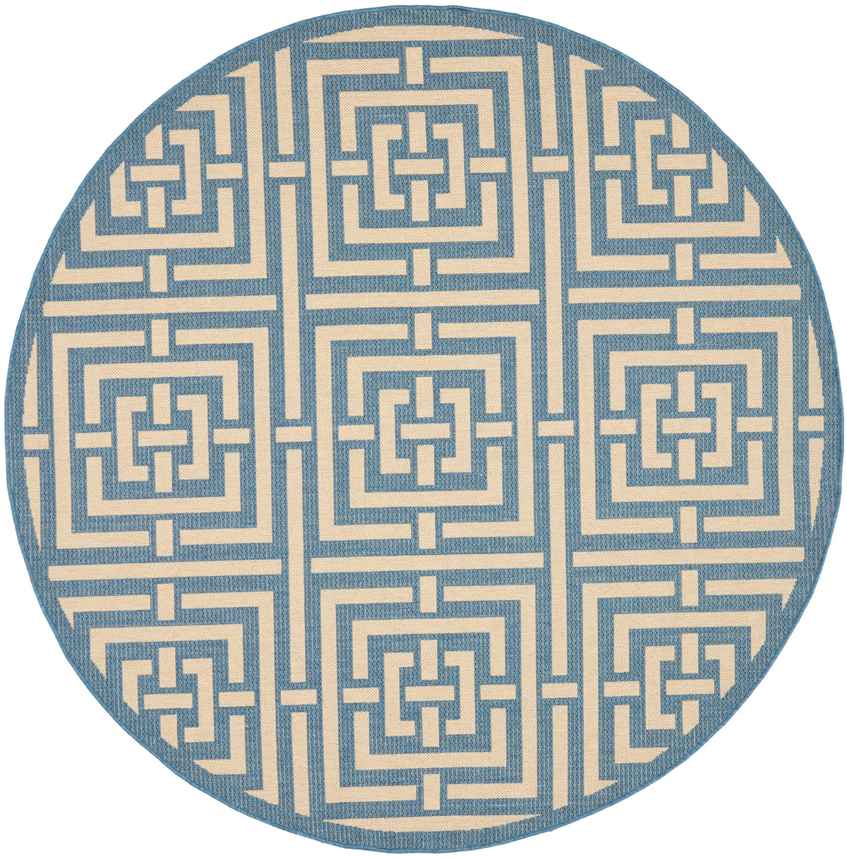 Safavieh Courtyard 5'-3" x 5'-3" Rug in Blue / Bone