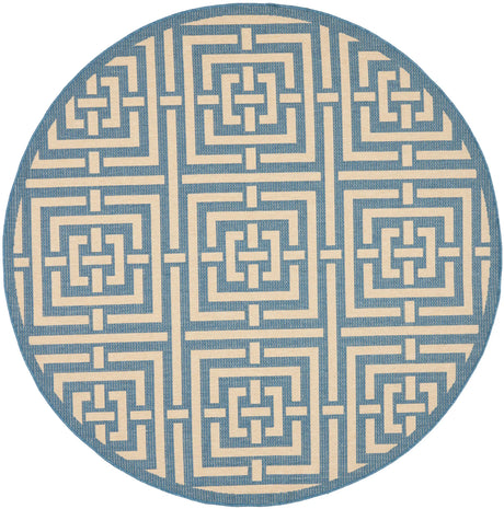 Safavieh Courtyard 5'-3" x 5'-3" Rug in Blue / Bone