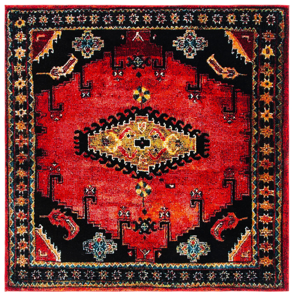 Safavieh Vintage Hamadan 6'-7" x 6'-7" Rug in Red / Black