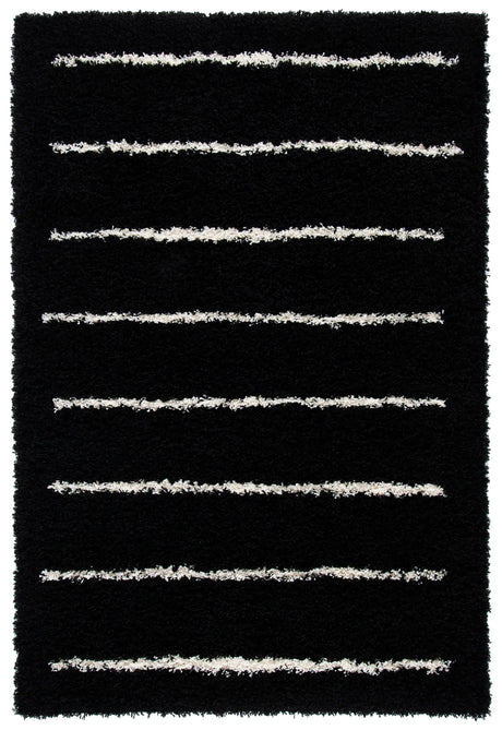 Safavieh Venus Shag 600 4'-0" x 6'-0" Rug in Black / Ivory
