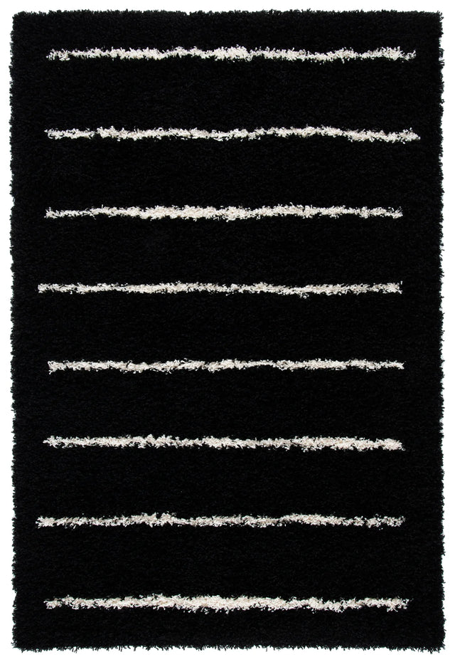 Safavieh Venus Shag 600 4'-0" x 6'-0" Rug in Black / Ivory