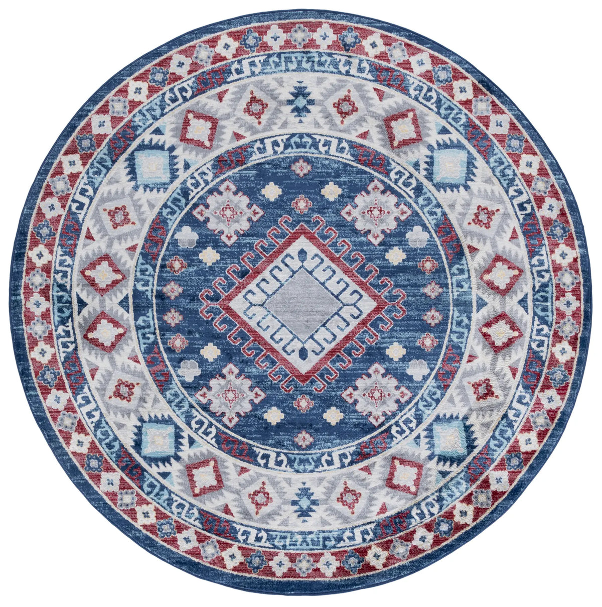 Safavieh Kazak 100 6'-7" x 6'-7" Rug in Navy / Red