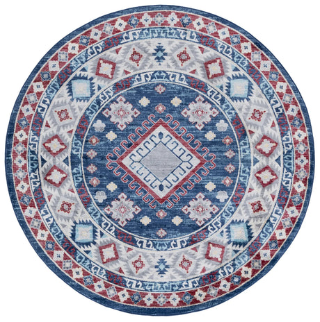 Safavieh Kazak 100 6'-7" x 6'-7" Rug in Navy / Red