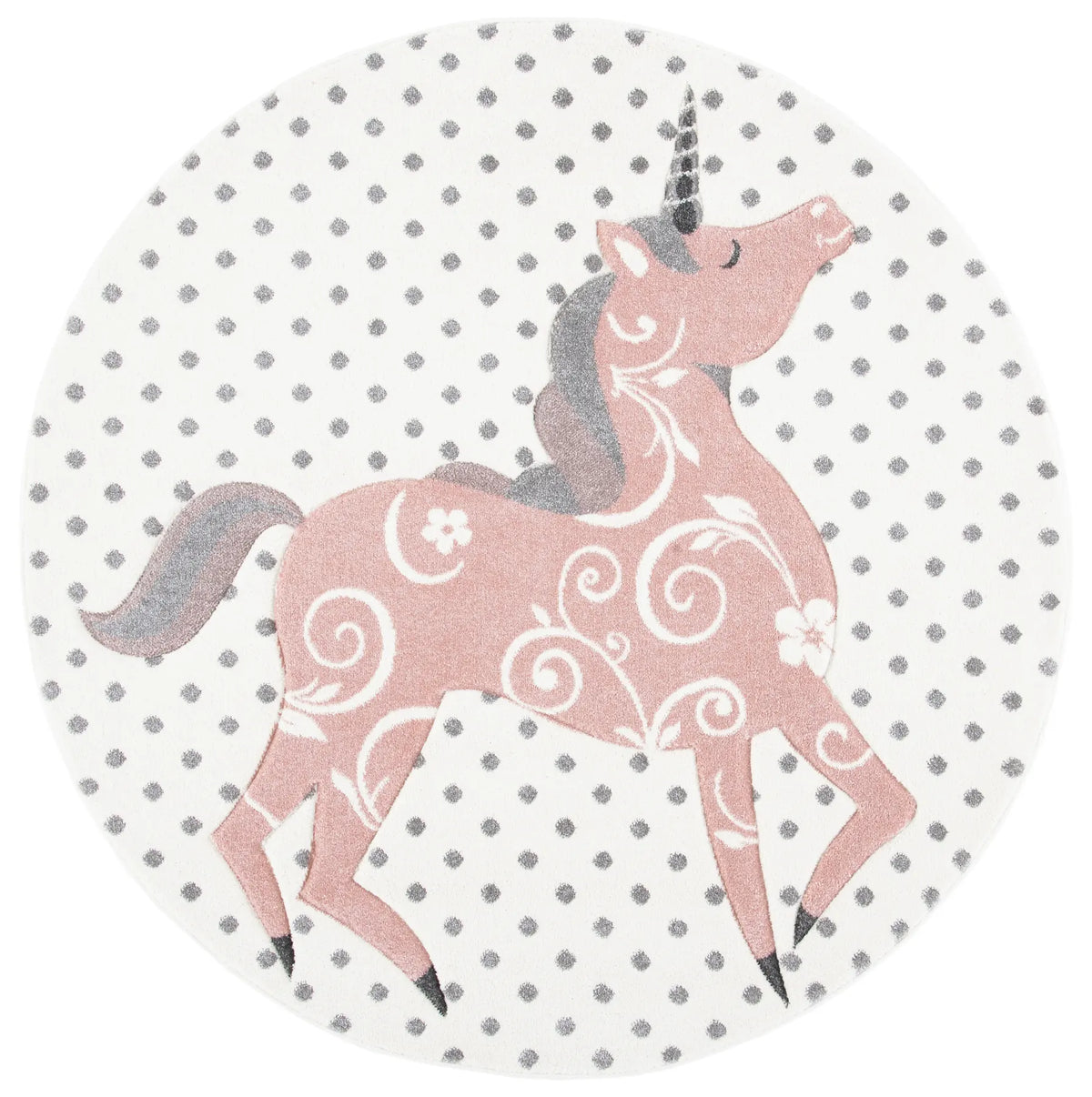 Safavieh Carousel Kids 100 5'-3" x 5'-3" Rug in Ivory Grey / Pink