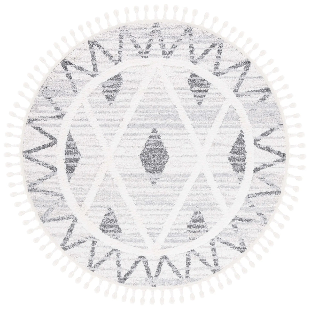 Safavieh Moroccan Tassel Shag 6'-7" x 6'-7" Rug in Beige / Grey