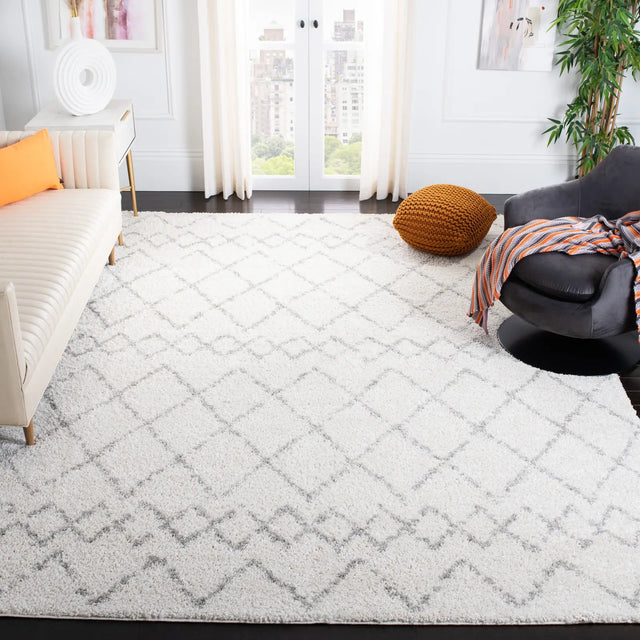 Safavieh Berber Shag 10'-0" x 14'-0" Rug in Cream / Light Grey