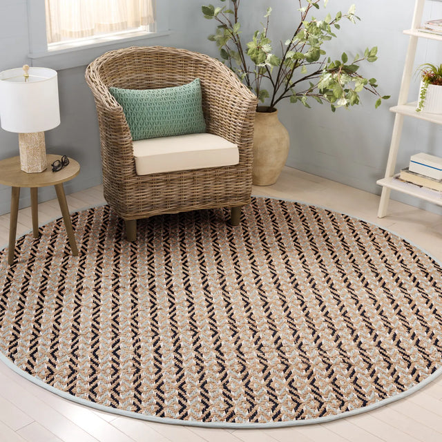 Safavieh Natural Fiber 7'-0" x 7'-0" Rug in Natural / Turquoise