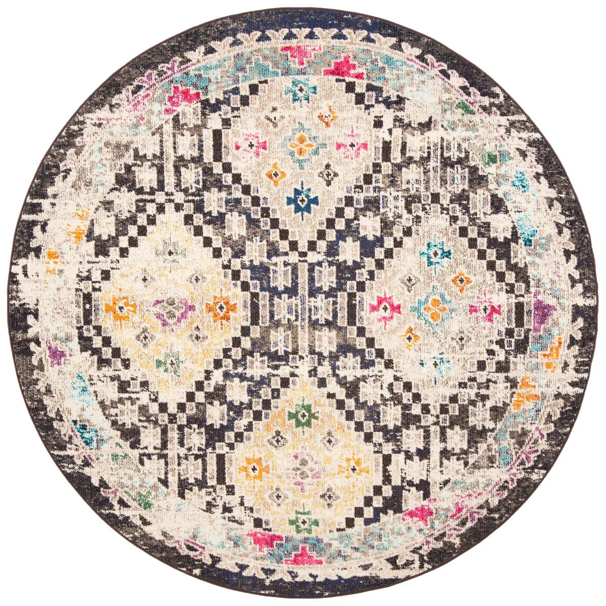Safavieh Madison 5'-0" x 5'-0" Rug in Black / Yellow