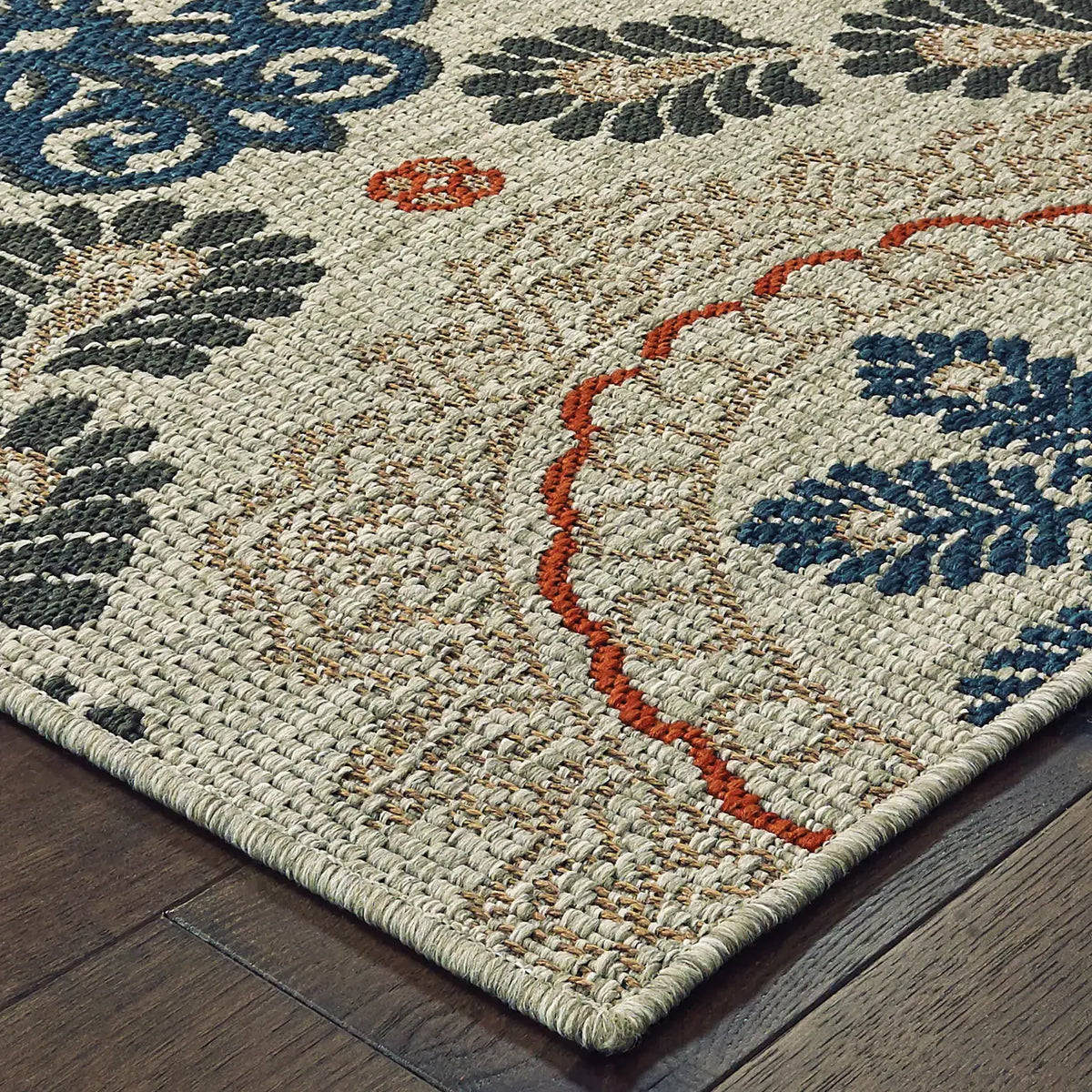 Oriental Weavers Sphinx Latitude 1903W Grey / Blue Rugs - corner detail