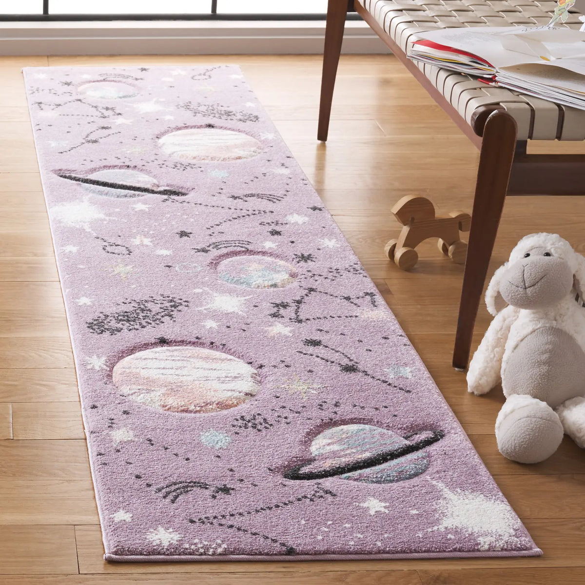 Safavieh Carousel Kids 100 2'-0" x 8'-0" Rug in Purple / Orange