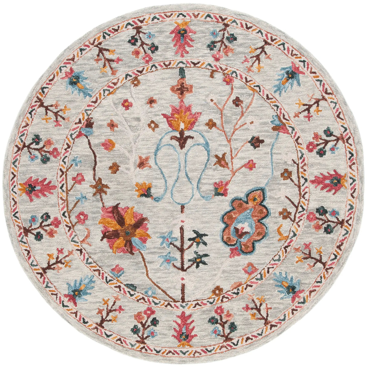 Safavieh Blossom 6'-0" x 6'-0" Rug in Grey / Red