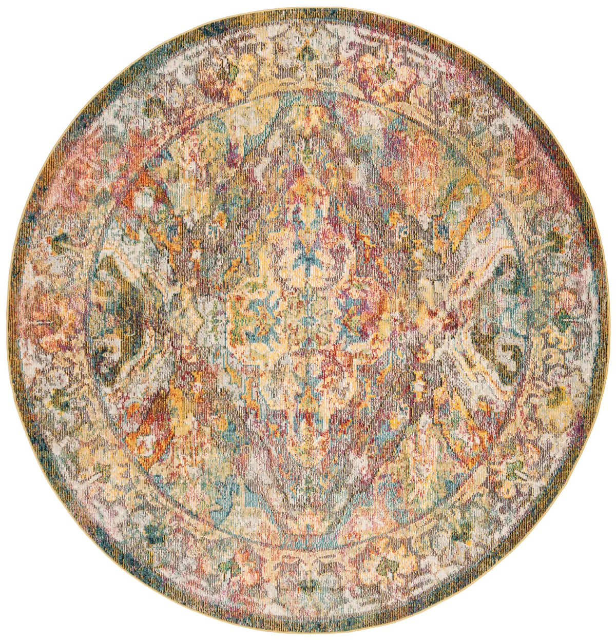 Safavieh Crystal 7'-0" x 7'-0" Rug in Light Blue / Orange