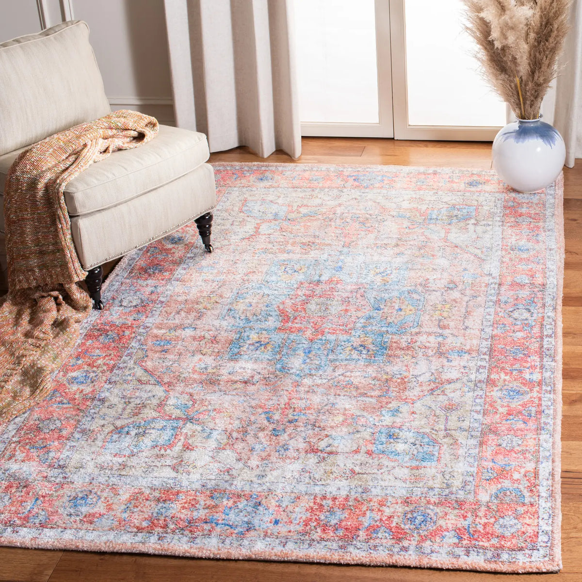 Safavieh Saffron 4'-0" x 6'-0" Rug in Rust / Blue