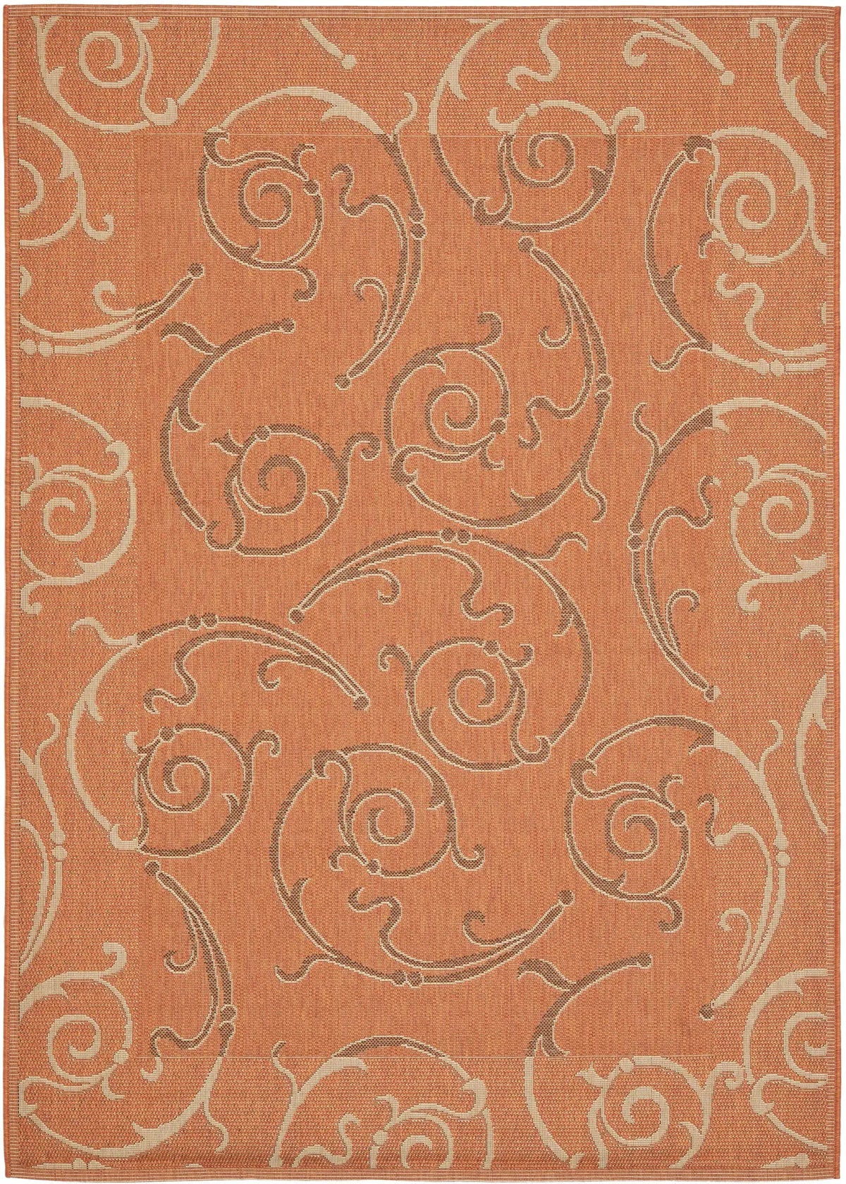 Safavieh Courtyard 4'-0" x 5'-7" Rug in Terracotta / Cream