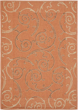 Safavieh Courtyard 4'-0" x 5'-7" Rug in Terracotta / Cream