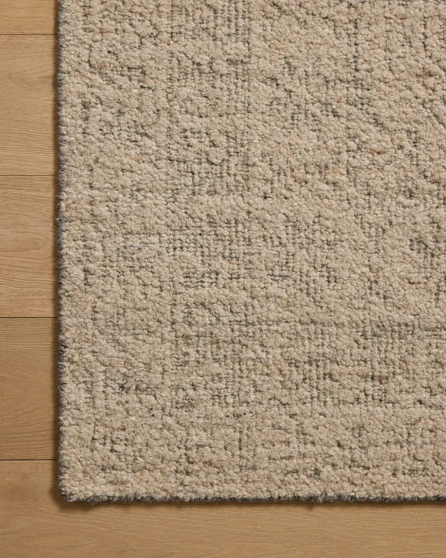 Loloi Novi NVI-01 Oatmeal / Grey Rug - corner on wood