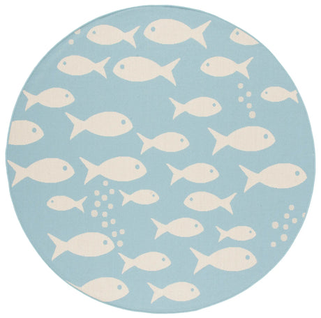 Safavieh Courtyard 5'-3" x 5'-3" Rug in Aqua / Beige