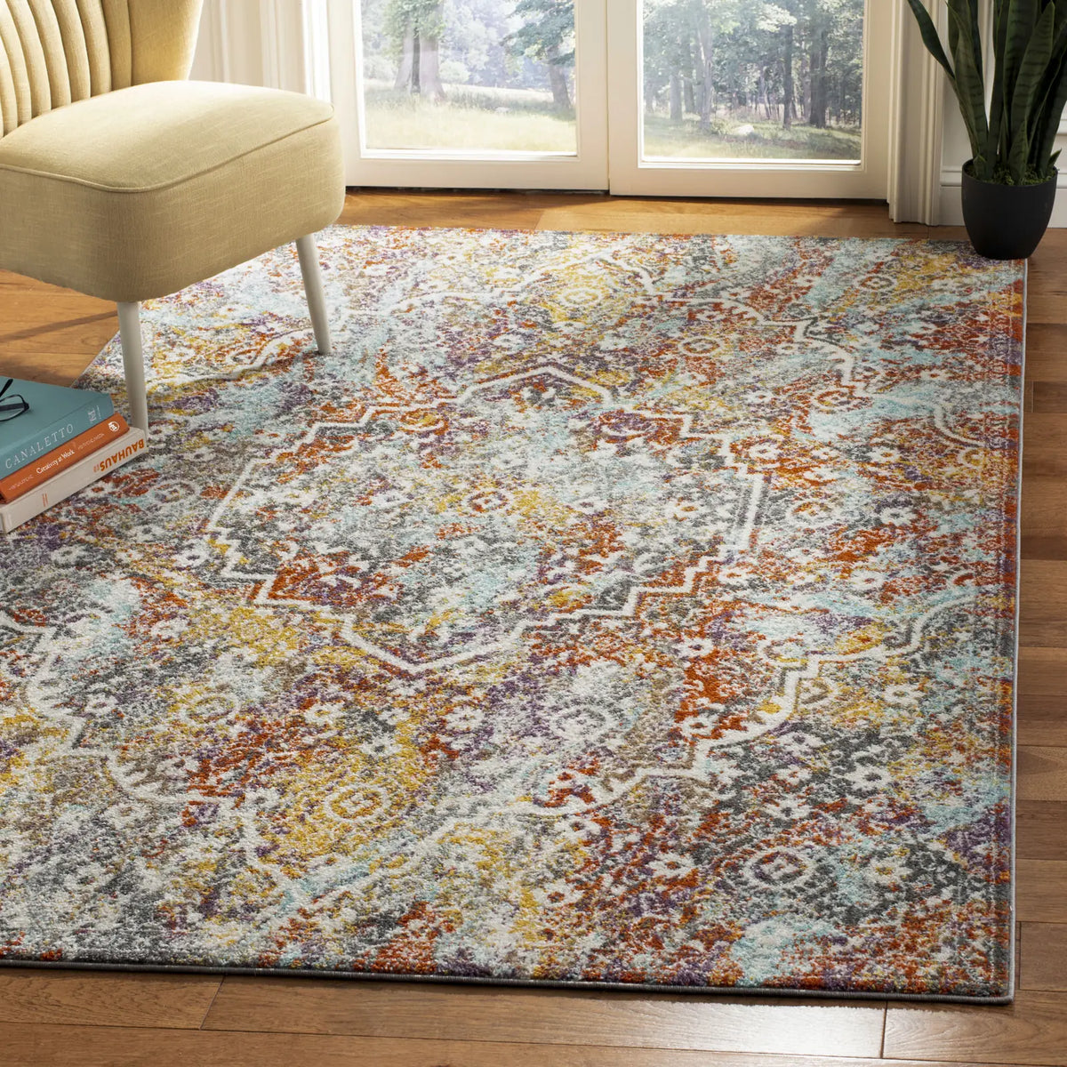 Safavieh Madison 900 4'-0" x 6'-0" Rug in Light Grey / Light Blue