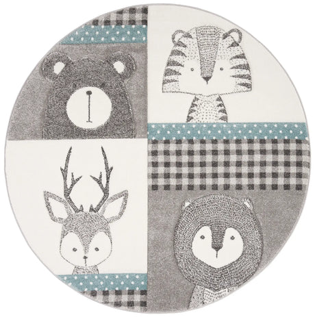 Safavieh Carousel Kids 100 5'-3" x 5'-3" Rug in Grey / Ivory