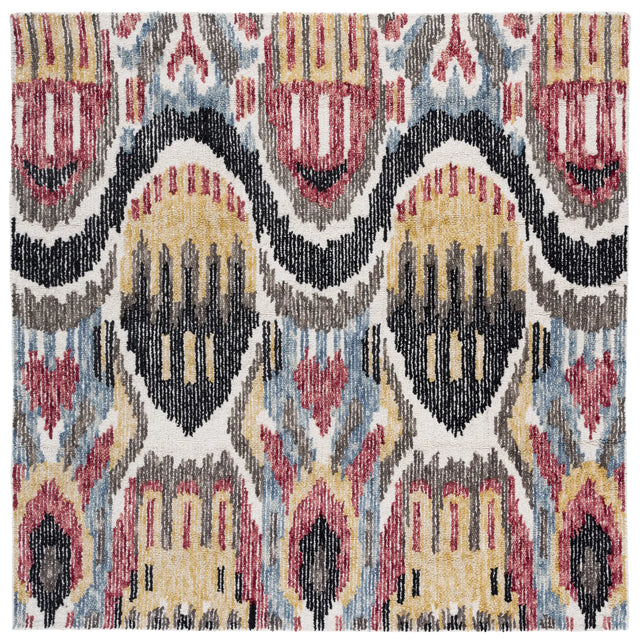 Safavieh Ikat 6'-0" x 6'-0" Rug in Black / Red