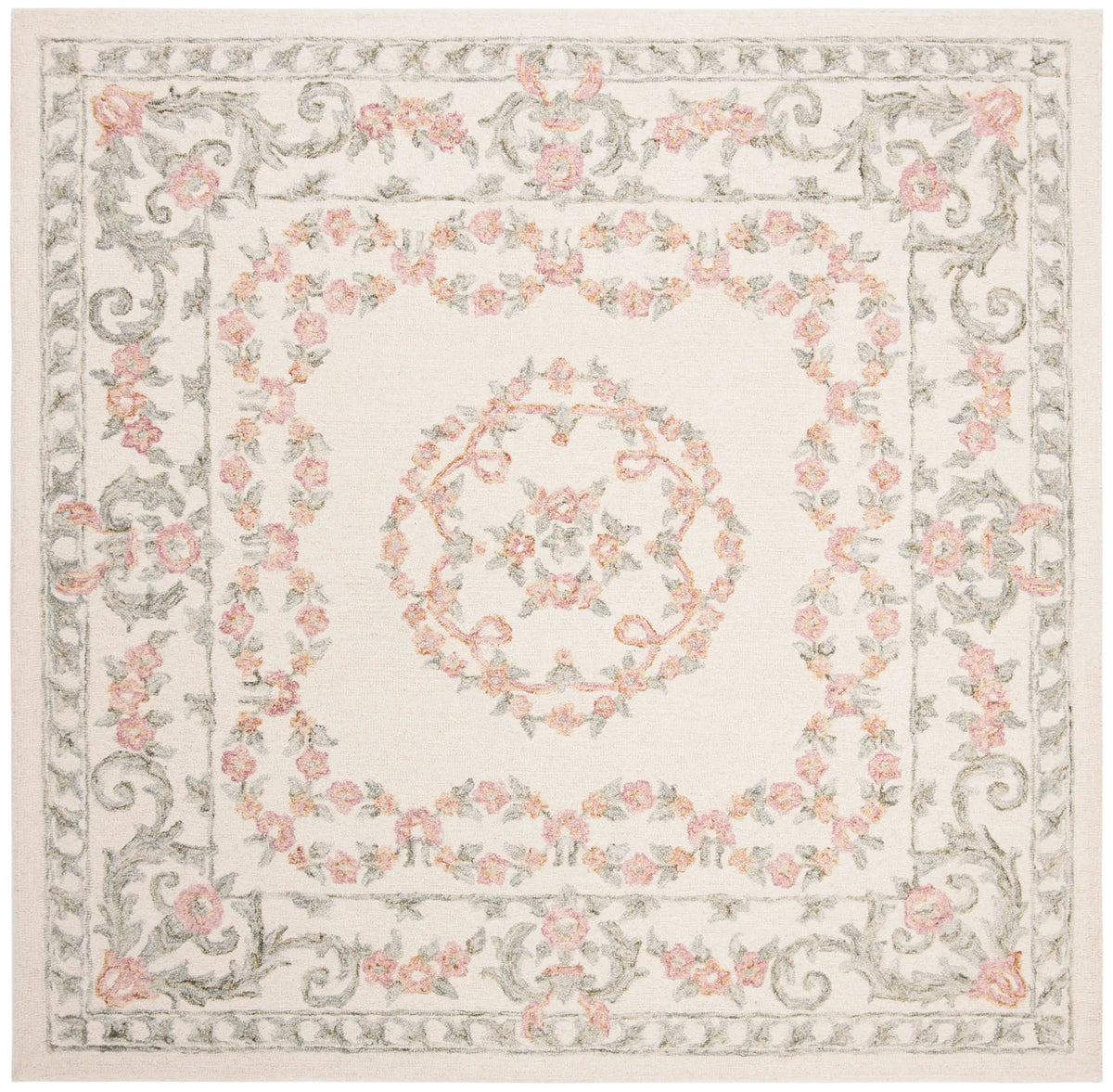 Safavieh Aubusson 6'-0" x 6'-0" Rug in Ivory / Pink