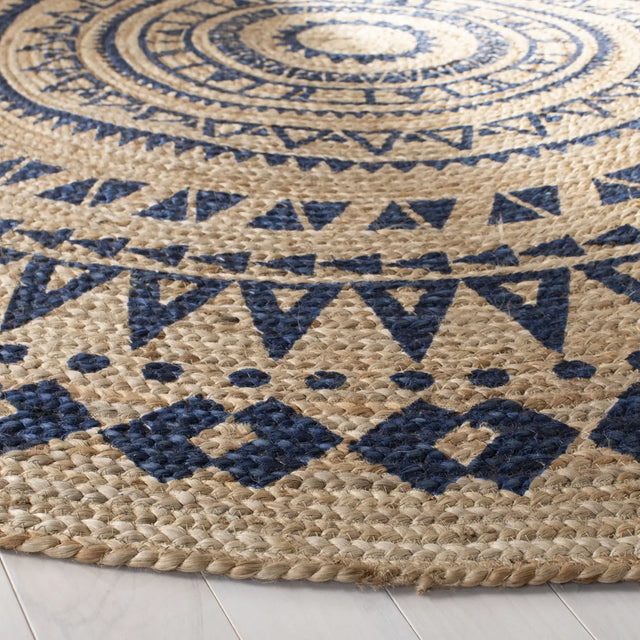 Safavieh Natural Fiber 5'-0" x 5'-0" Rug in Royal Blue / Natural