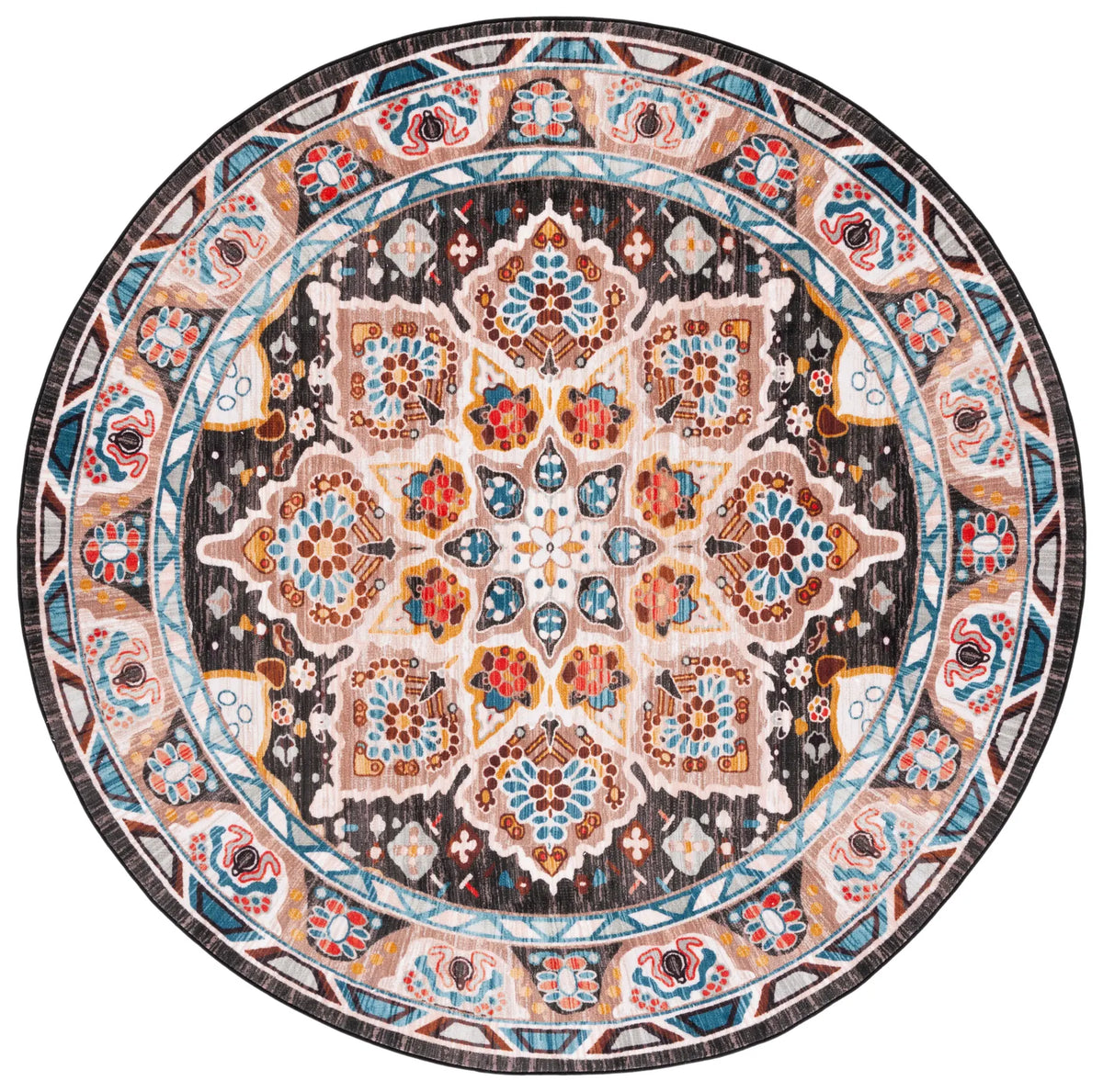 Safavieh Riviera 6'-7" x 6'-7" Rug in Beige / Charcoal