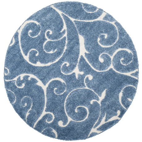 Safavieh Florida Shag 5'-0" x 5'-0" Rug in Light Blue / Cream