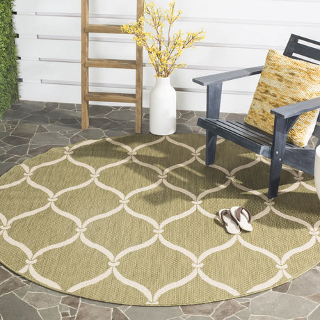Safavieh Courtyard 6'-7" x 6'-7" Rug in Green / Beige