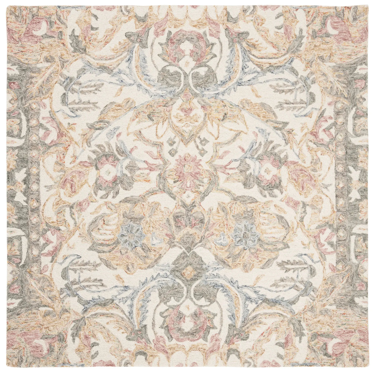 Safavieh Micro-Loop 5'-0" x 5'-0" Rug in Ivory / Blue
