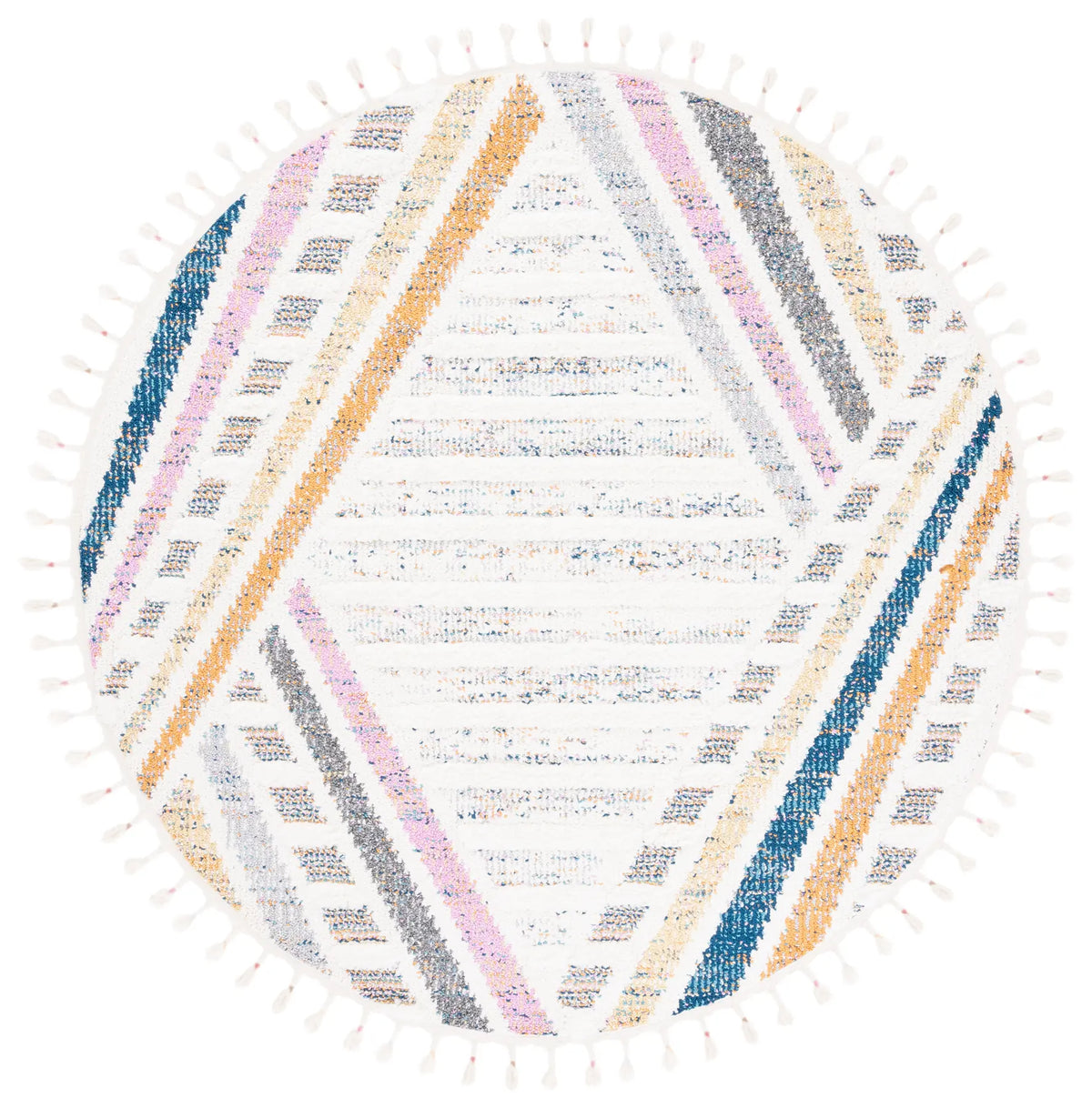Safavieh Moroccan Fringe Shag 6'-7" x 6'-7" Rug in Ivory / Grey