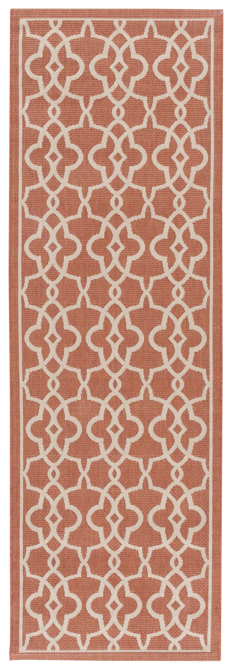 Safavieh Courtyard 2'-7" x 8'-2" Rug in Terracotta / Beige