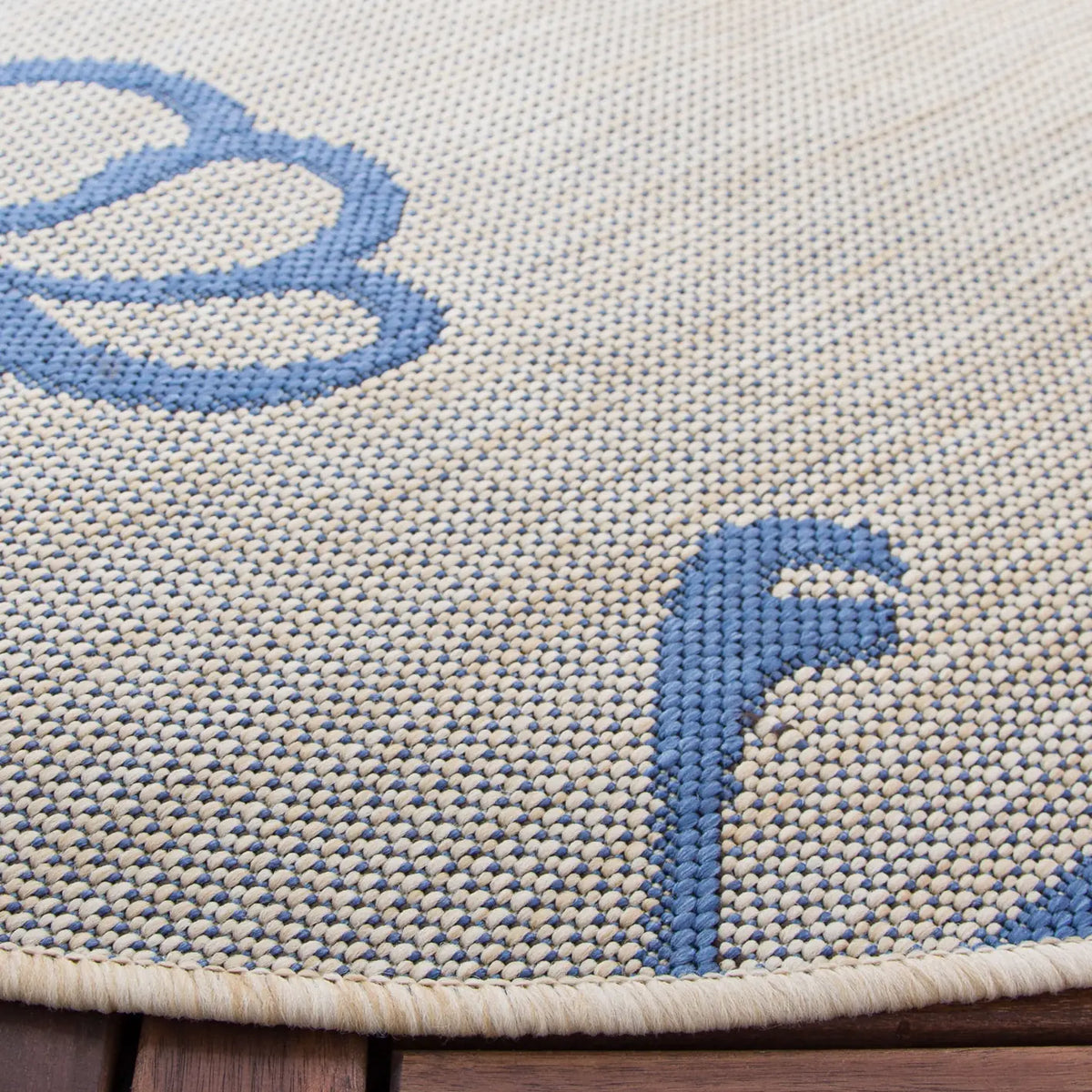 Safavieh Courtyard 5'-3" x 5'-3" Rug in Natural Brown / Blue