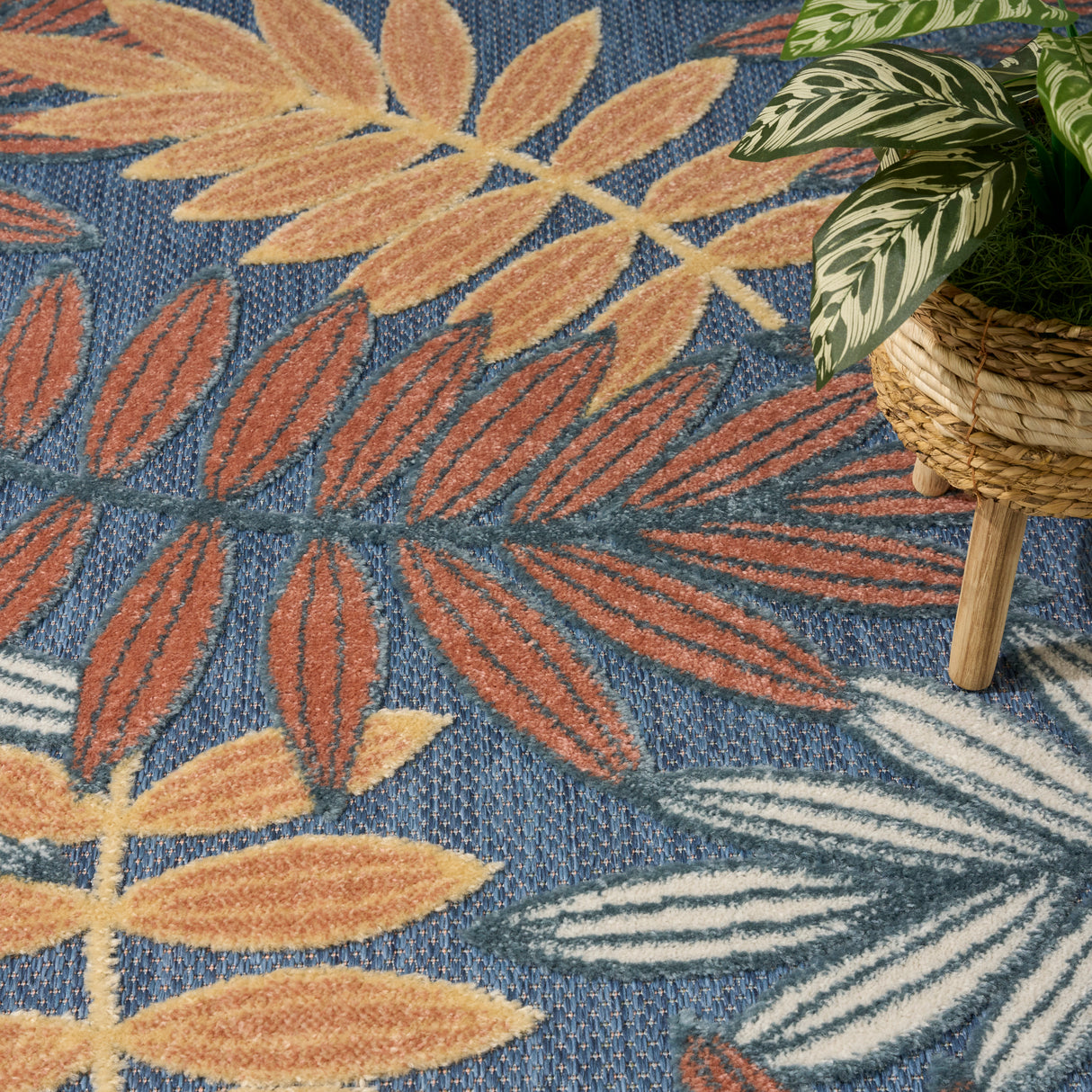 Nourison Aloha ALH18 Machine Made Blue, Rose Rug