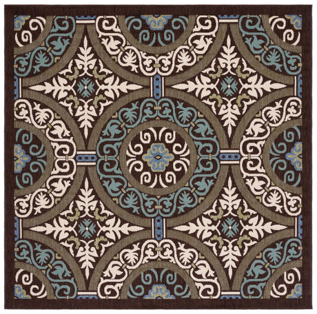 Safavieh Veranda 6'-7" x 6'-7" Rug in Chocolate / Cream