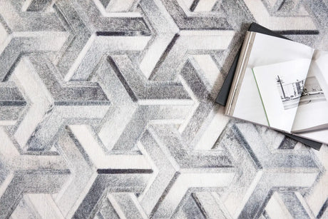 Loloi Maddox Mad-05 Silver / Ivory Rugs - styled aerial 1