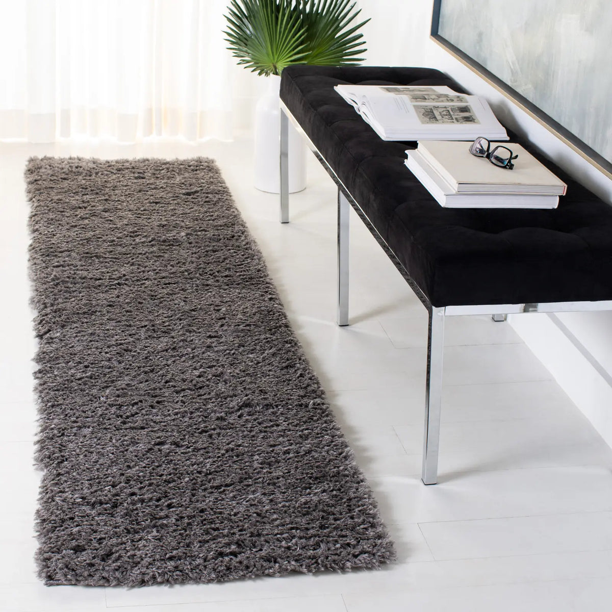Safavieh Madrid Shag 200 2'-0" x 10'-0" Rug in Charcoal