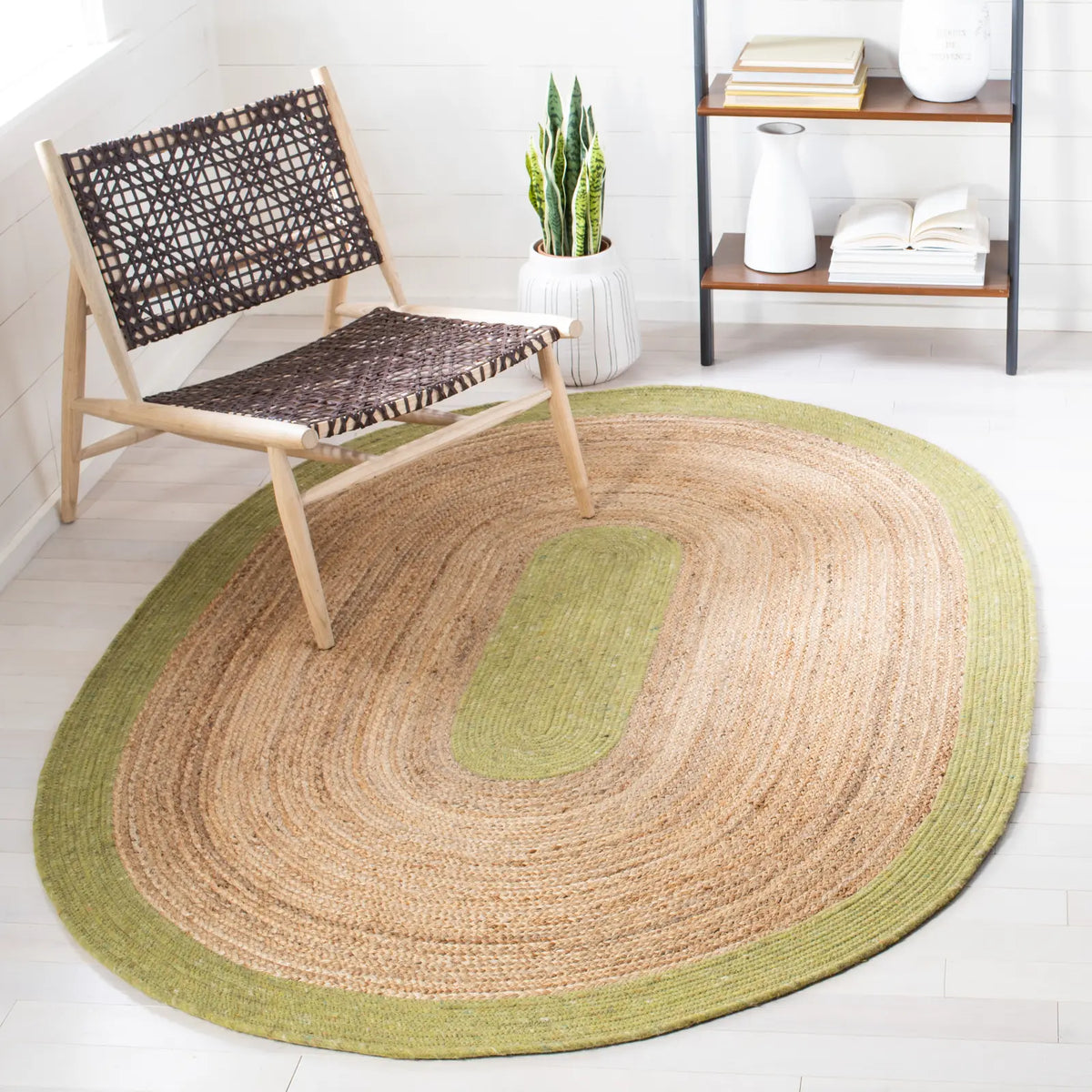 Safavieh Braided 5'-0" x 7'-0" Rug in Green / Natural
