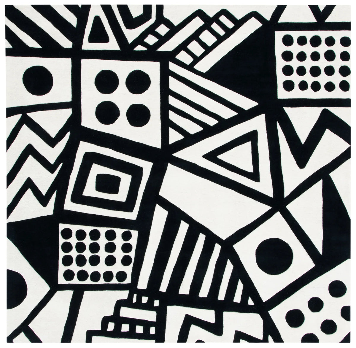 Safavieh Fifth Avenue 7'-0" x 7'-0" Rug in Ivory / Black