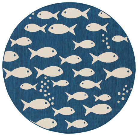 Safavieh Courtyard 5'-3" x 5'-3" Rug in Navy / Beige