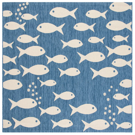 Safavieh Courtyard 6'-7" x 6'-7" Rug in Blue / Beige