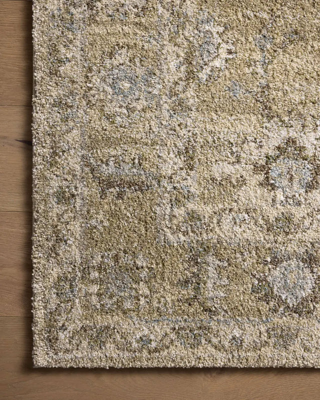 Loloi Tamryn Tam-03 Sage/Stone Rug - corner on wood