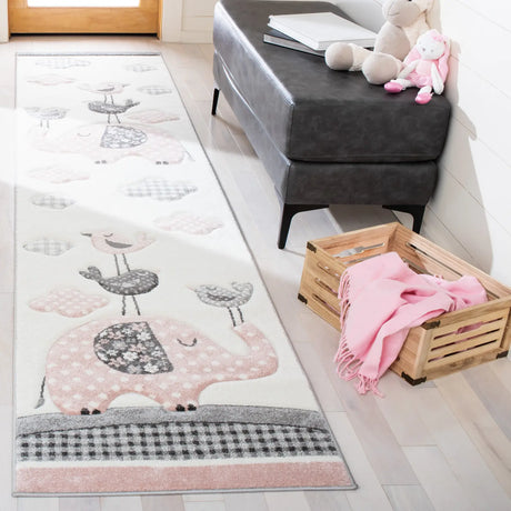 Safavieh Carousel Kids 100 2'-3" x 10'-0" Rug in Pink / Ivory